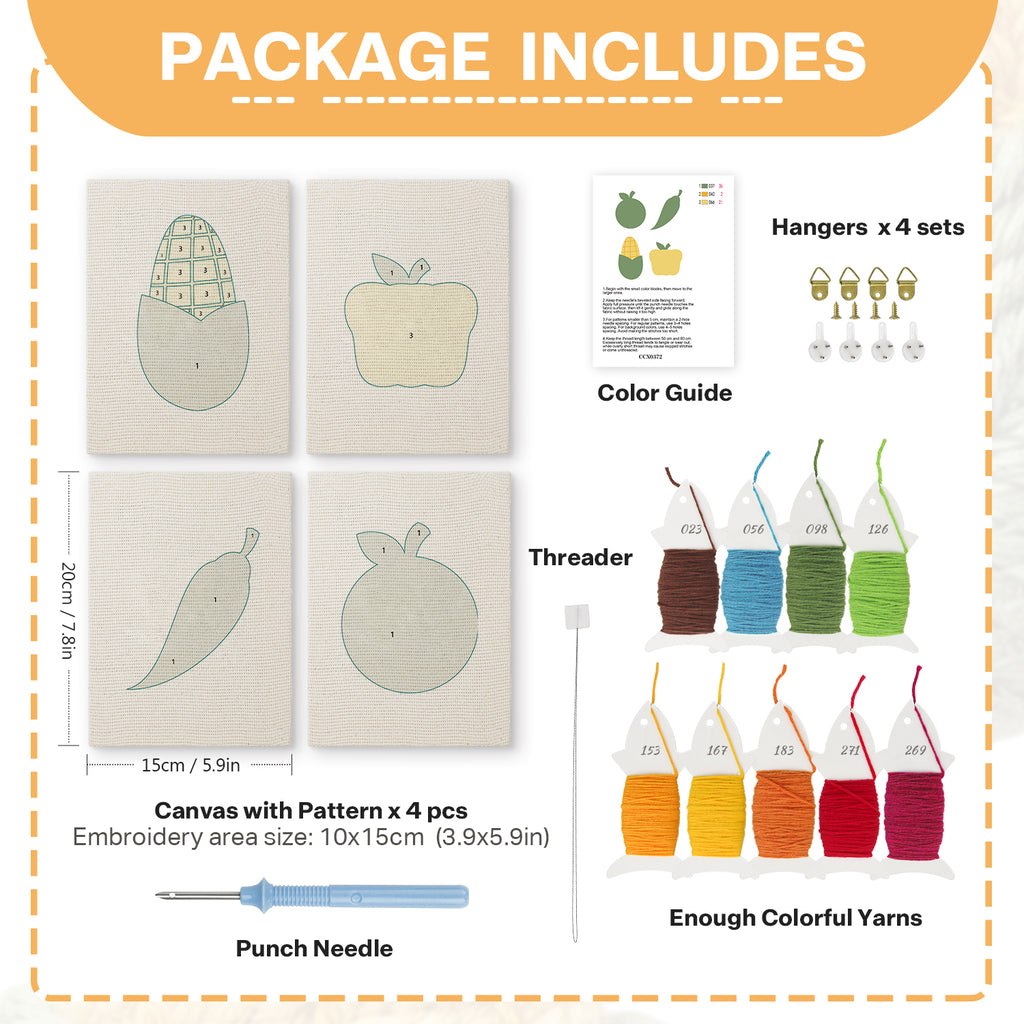Fruits & Vegetables 14 | Mini Punch Needle Kit