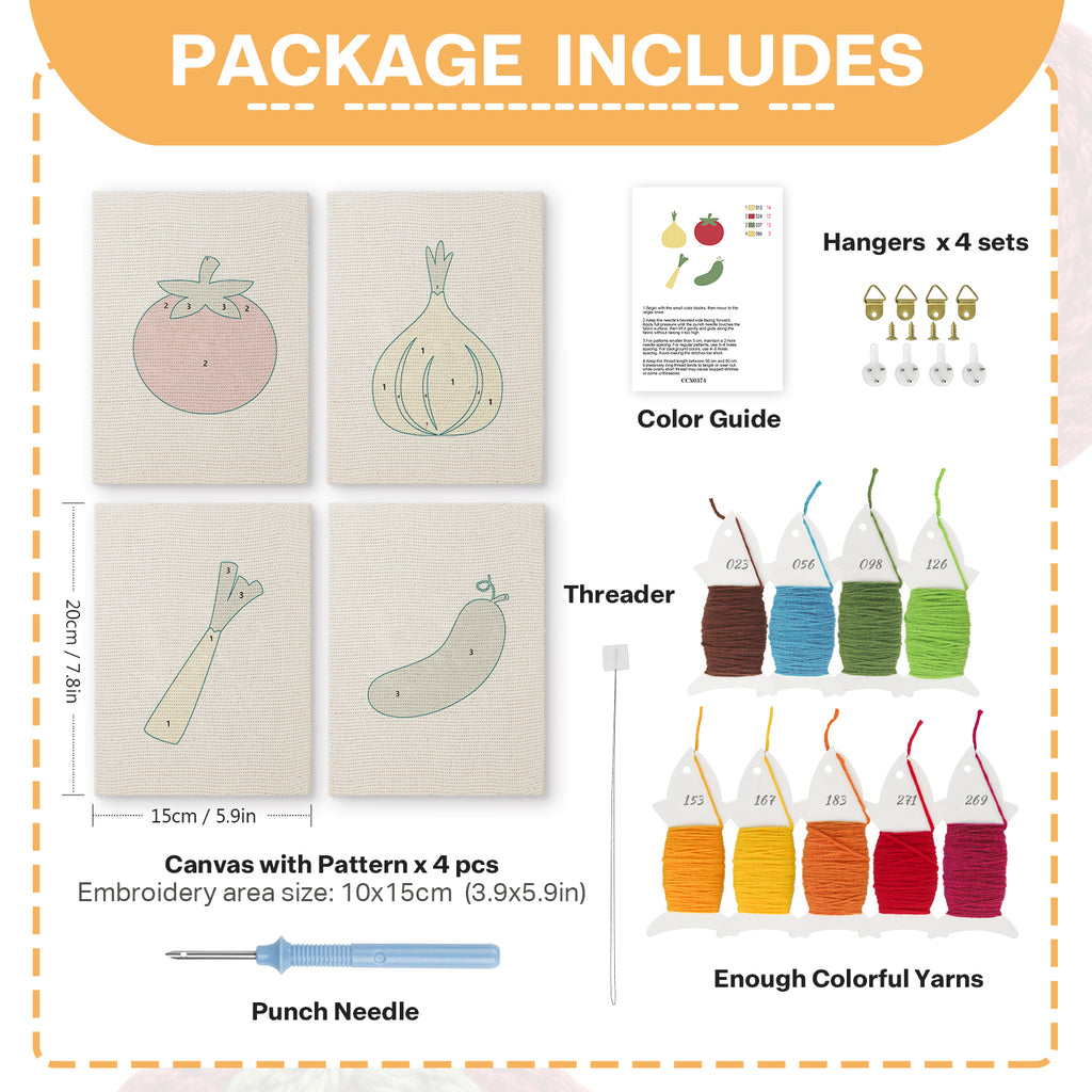 Fruits & Vegetables 16 | Mini Punch Needle Kit