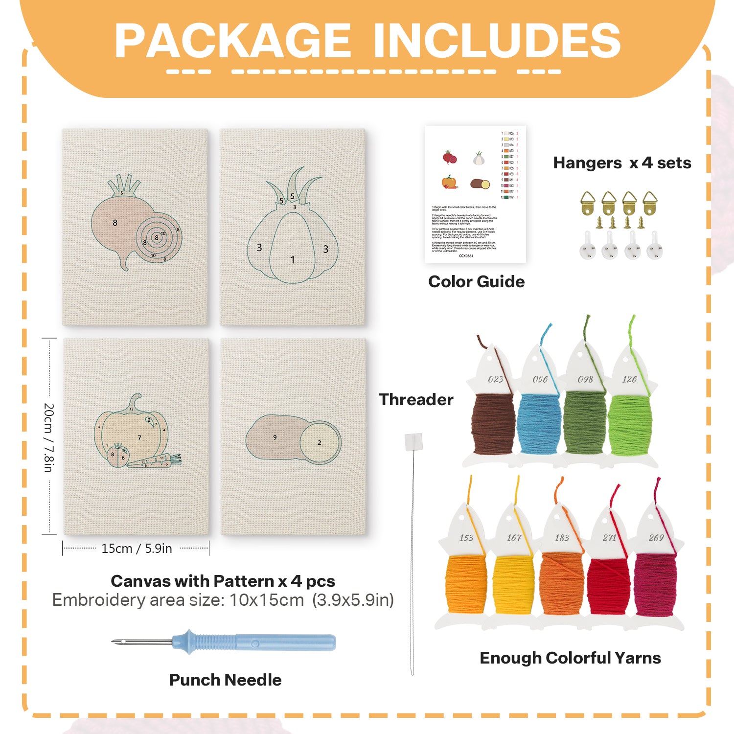 Fruits & Vegetables 23 | Mini Punch Needle Kit