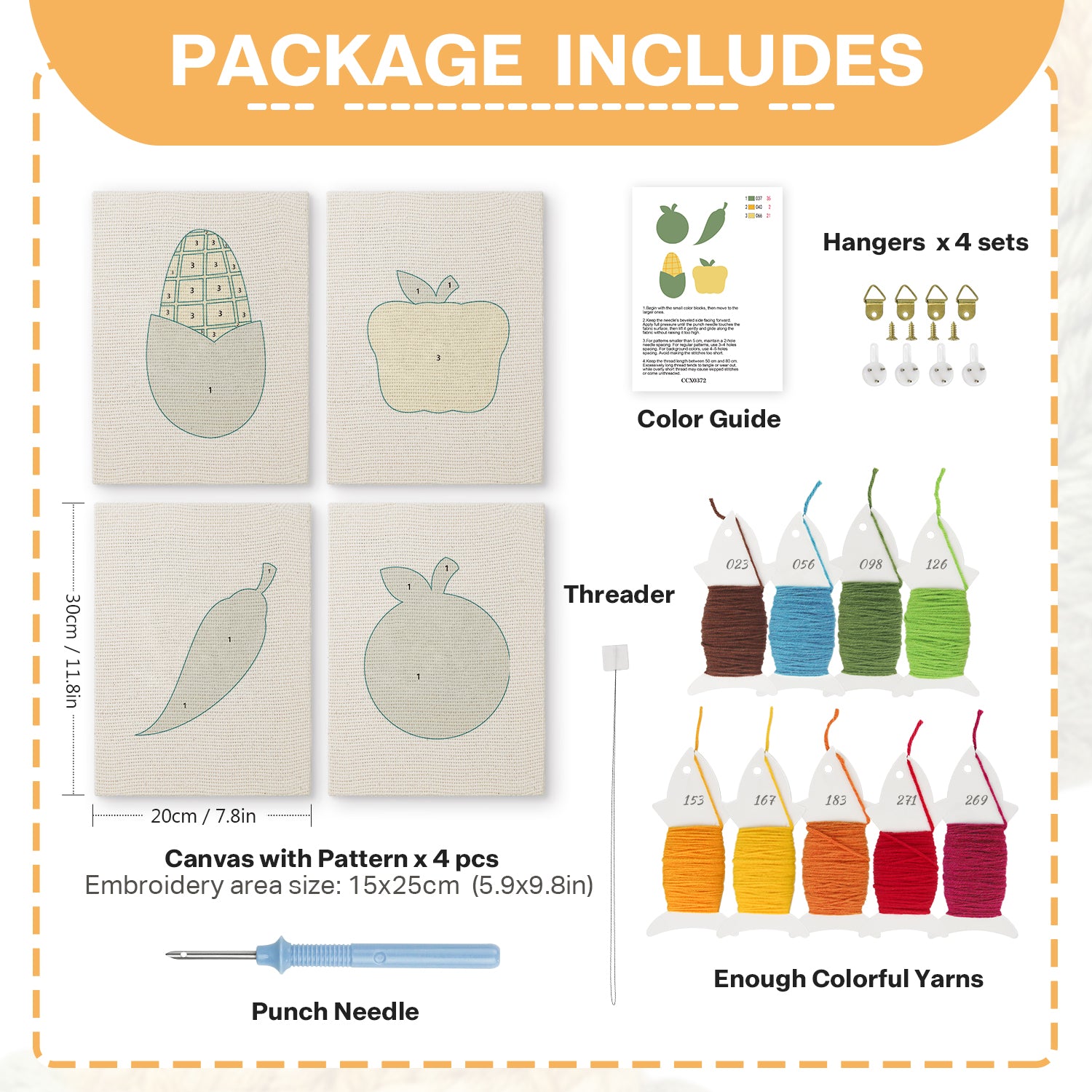 Fruits & Vegetables 14 | Mini Punch Needle Kit