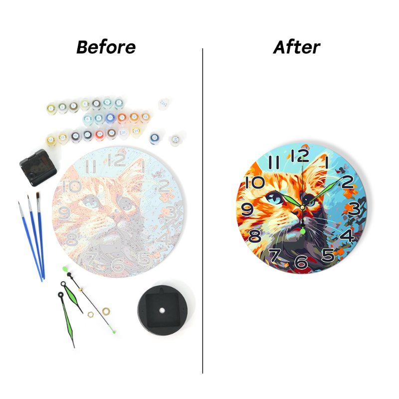 Painting by Numbers Clock – Beautiful Cat