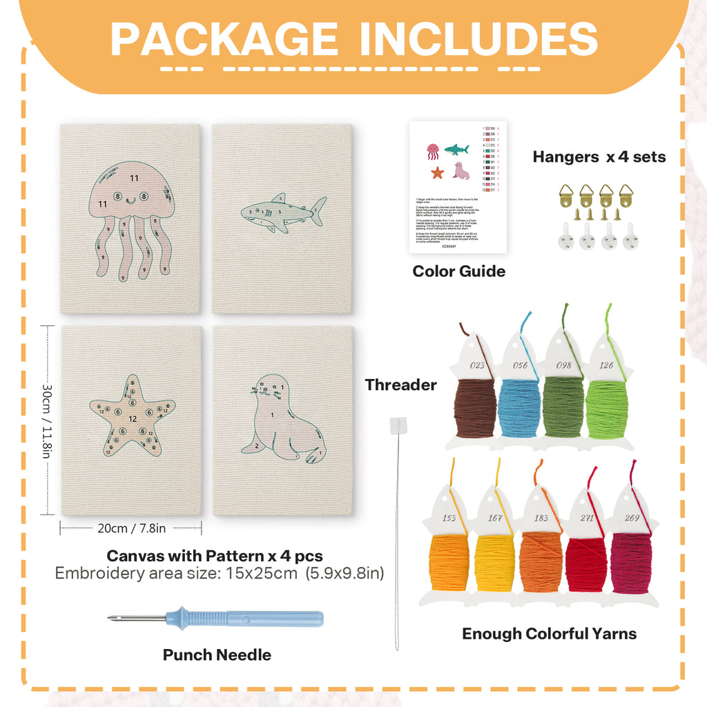 Sea Animals 8 | Mini Punch Needle Kit