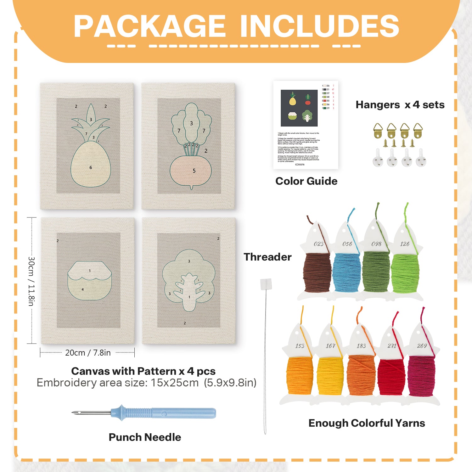 Fruits & Vegetables 18 | Mini Punch Needle Kit