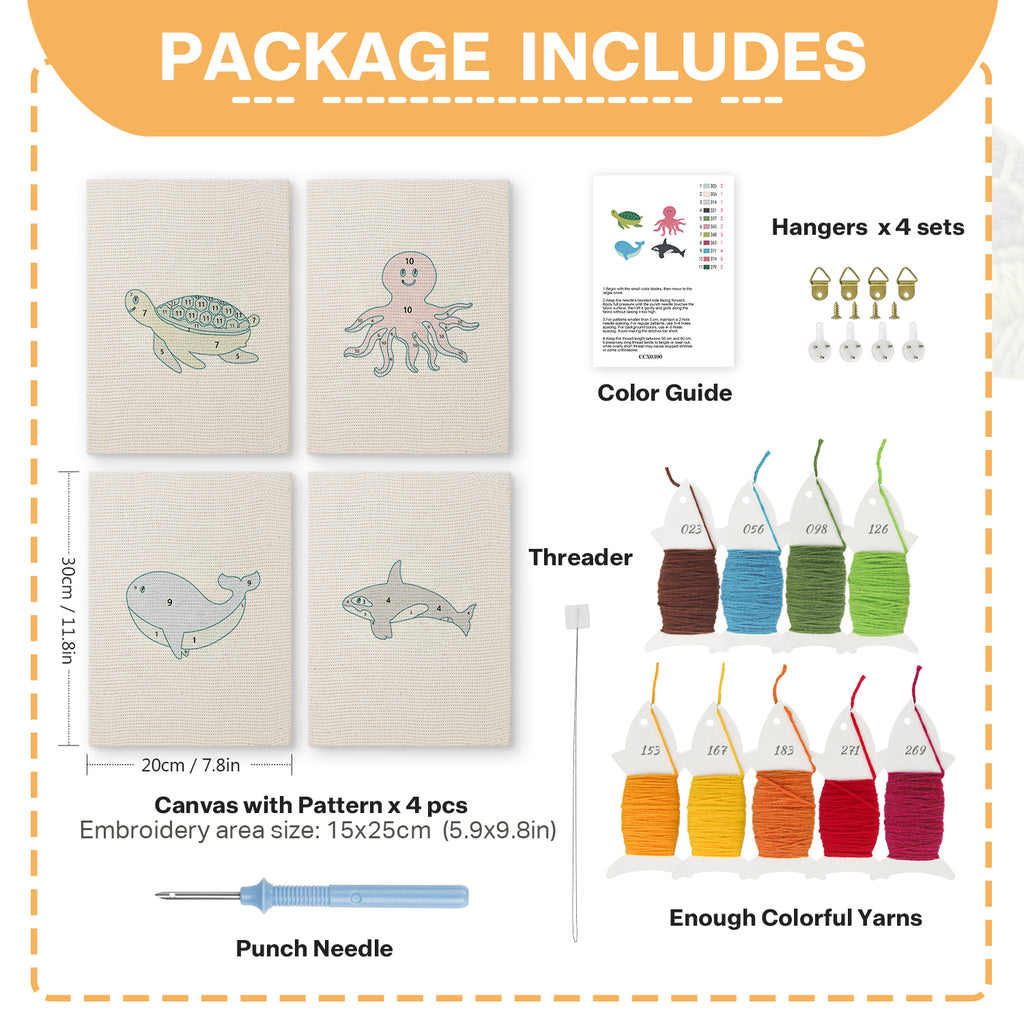 Sea Animals 4 | Mini Punch Needle Kit