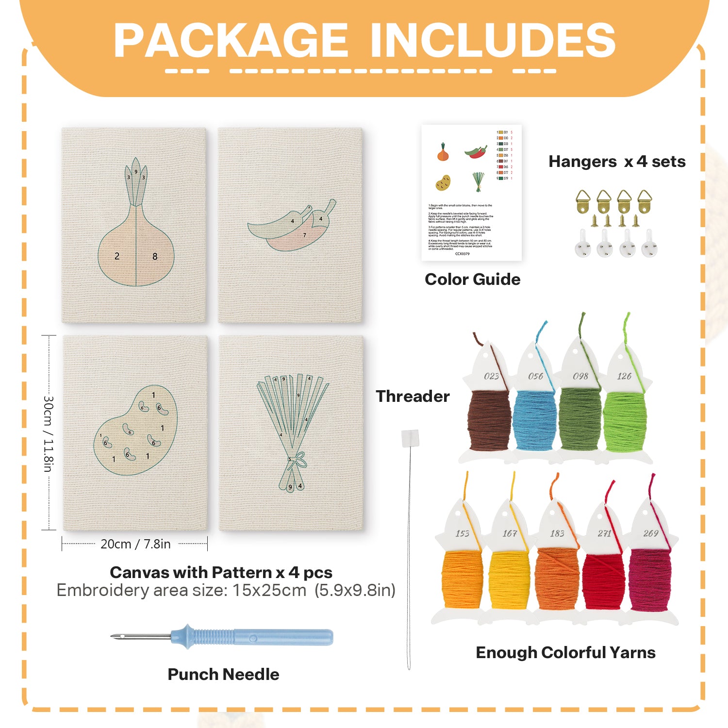 Fruits & Vegetables 21 | Mini Punch Needle Kit