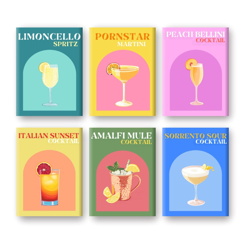 6 Mini Paintings - Italian Summer Cocktail Set