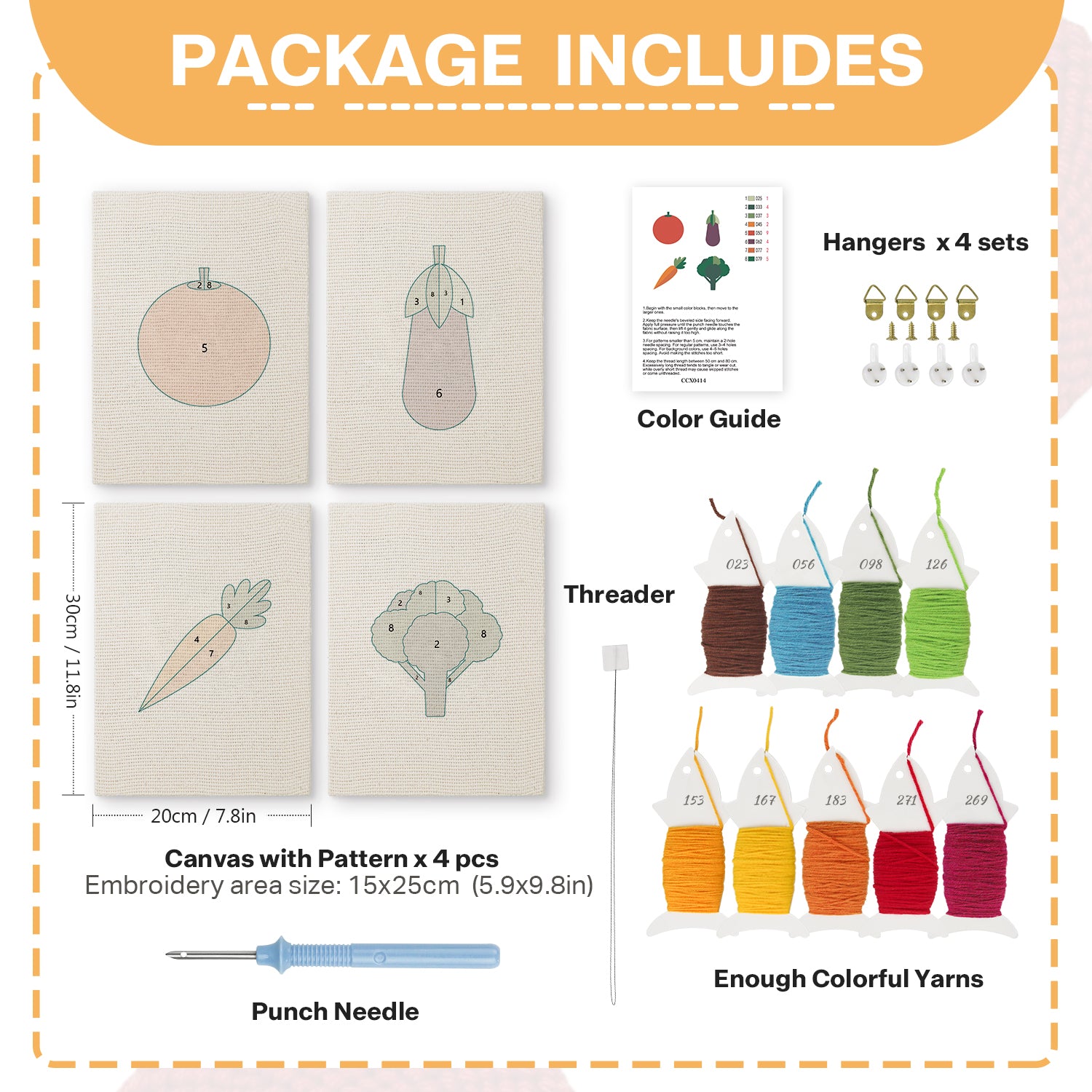 Fruits & Vegetables 38 | Mini Punch Needle Kit