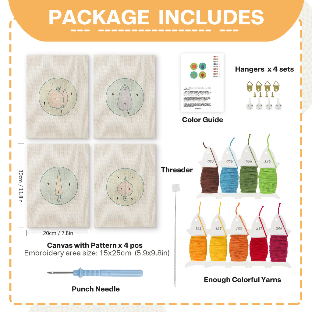 Fruits & Vegetables 30 | Mini Punch Needle Kit