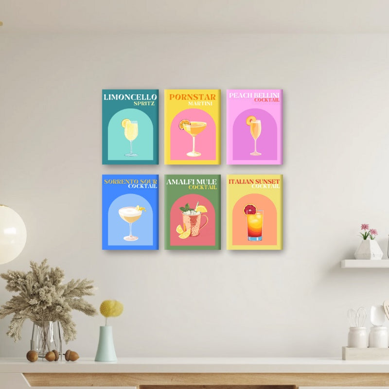 6 Mini Paintings - Italian Summer Cocktail Set
