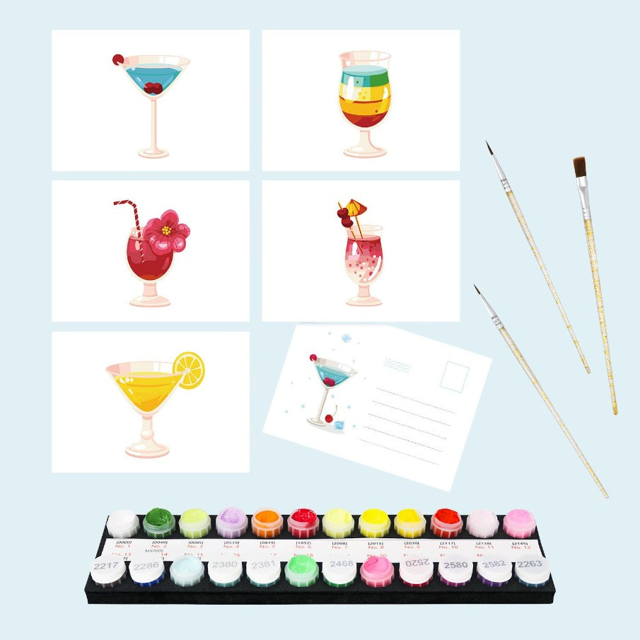 5 Postcards – Cocktail Set | Paint by Number