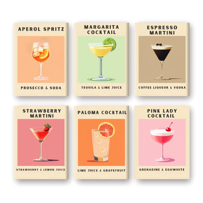 6 Mini Paintings - Cocktail Poster Set
