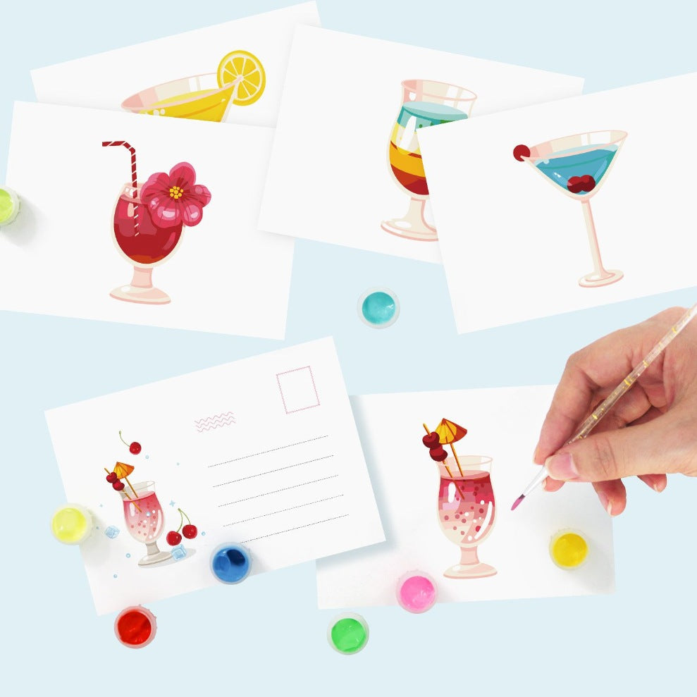 5 Postcards – Cocktail Set | Paint by Number