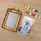 Mini Painting with Picture Frame – Blossoms at the Door