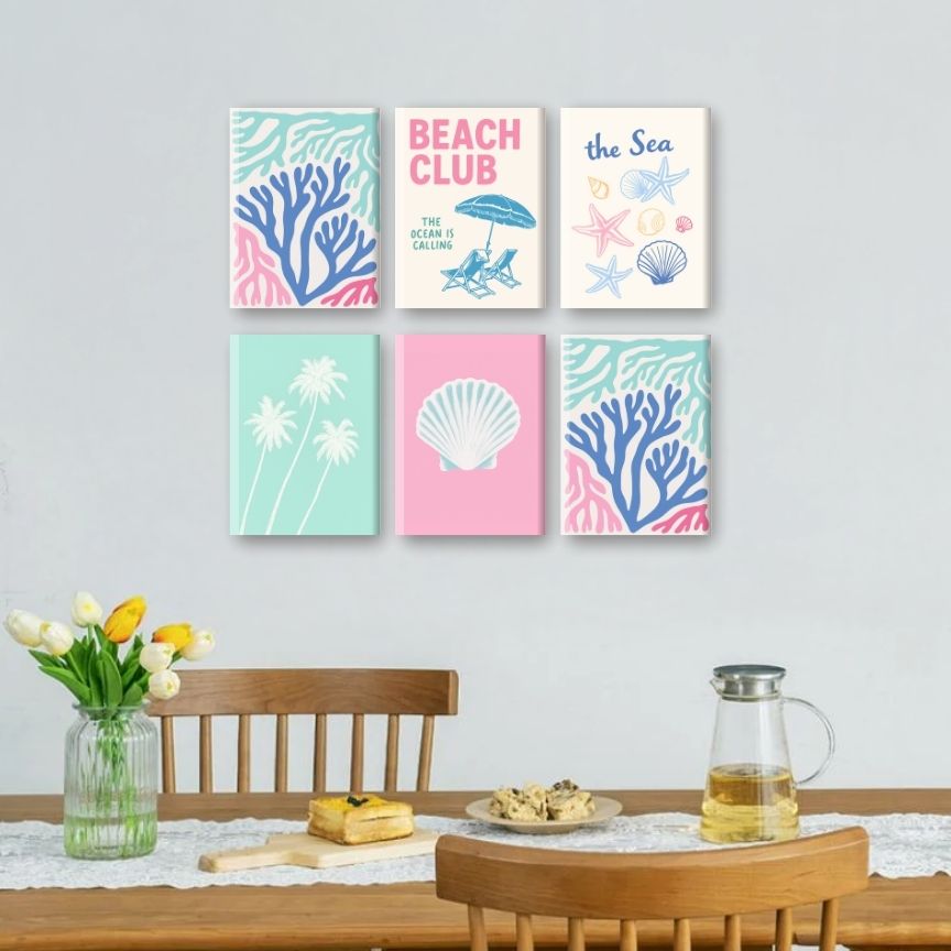 6 Mini Paintings - Beach Club Set