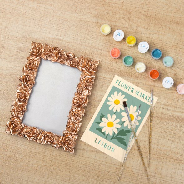 Mini Painting with Picture Frame – Flower Market Lisbon
