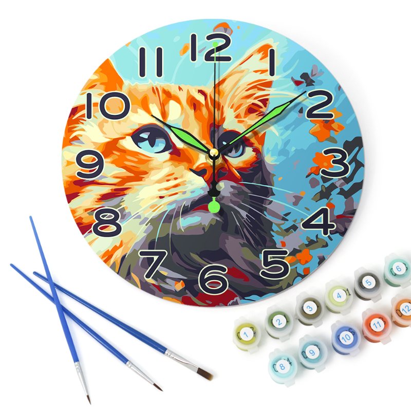 Painting by Numbers Clock – Beautiful Cat