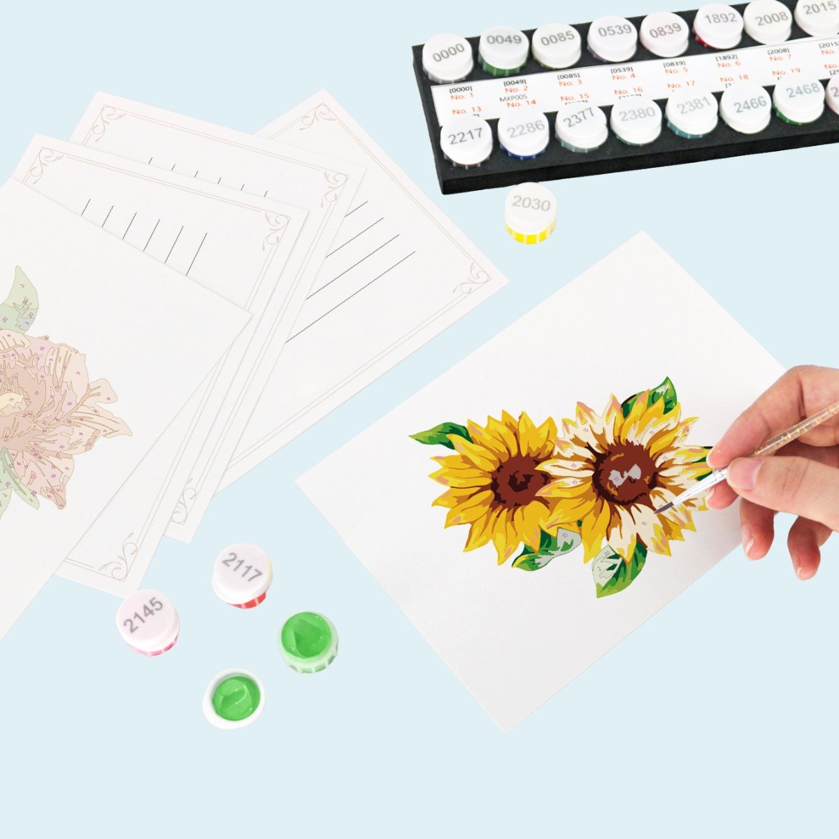 5 Postcards – Flowers Set | Paint by Number