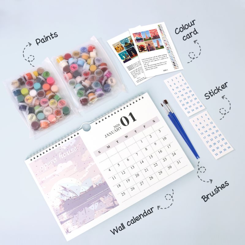 Paint by Numbers Calendar 2026 | Famous Landmarks Edition
