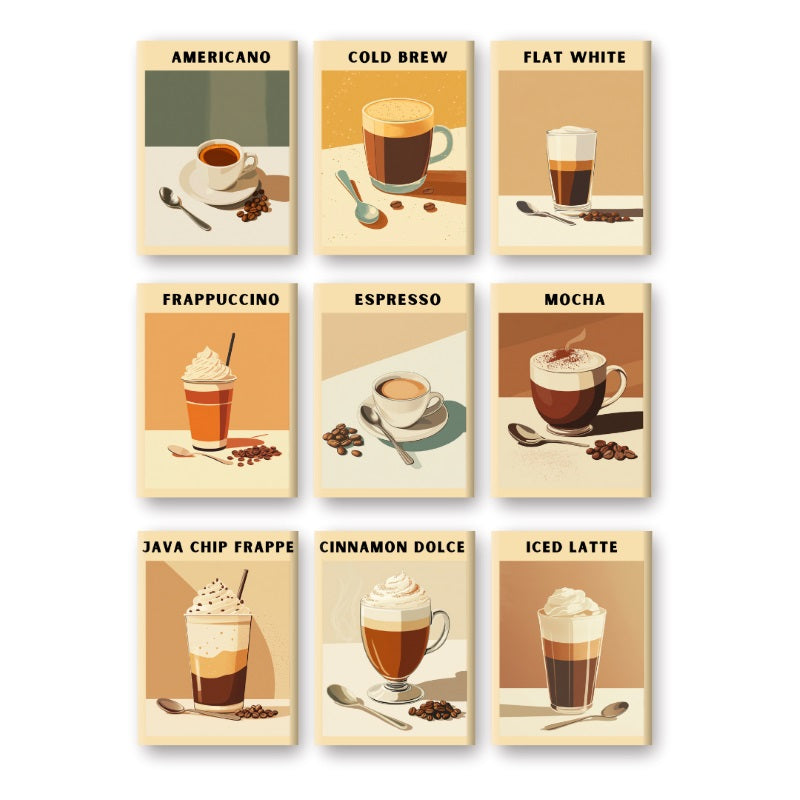 9 Mini Paintings – Coffee Poster Set