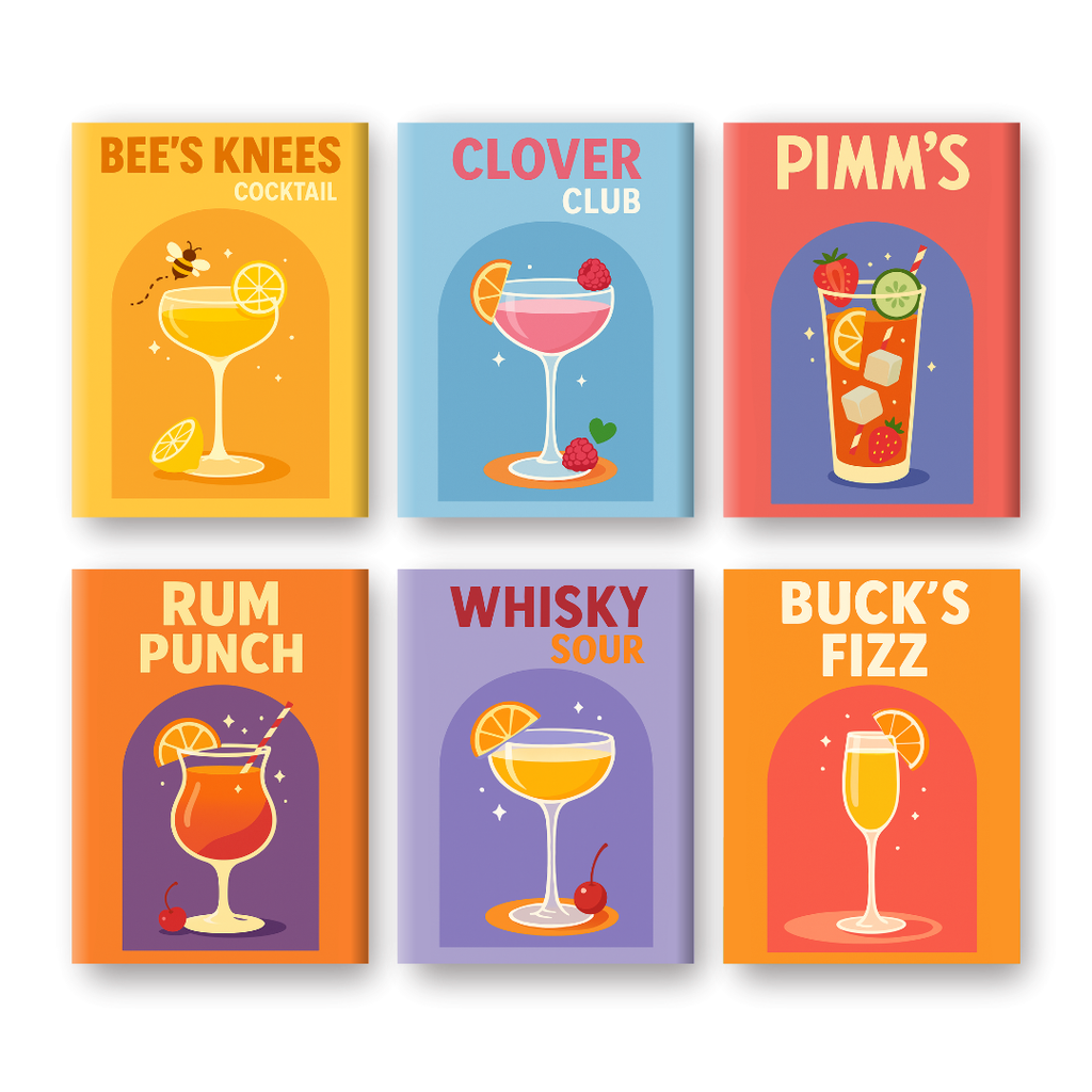 6 Mini Paintings - UK Cocktail Set