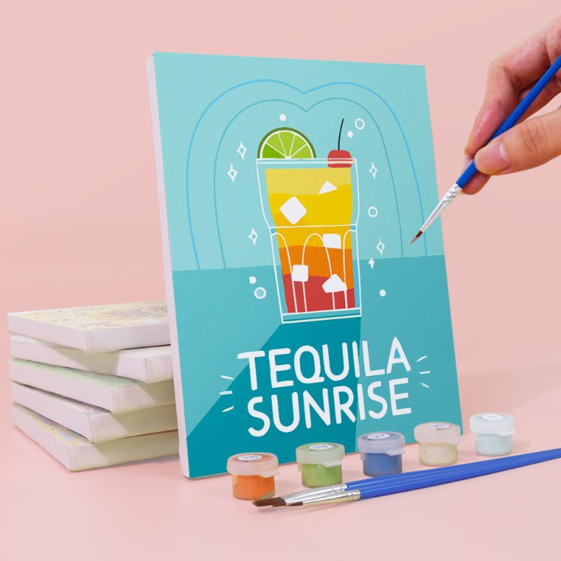 6 Mini Paintings - Paint & Pour Cocktail Set