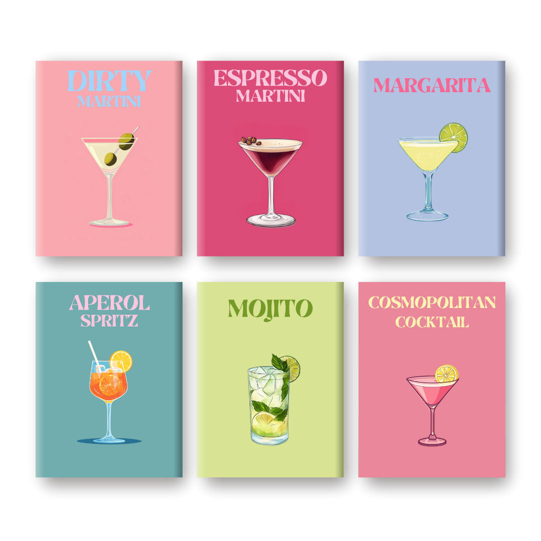 6 Mini Paintings - Elegant Cocktail Set