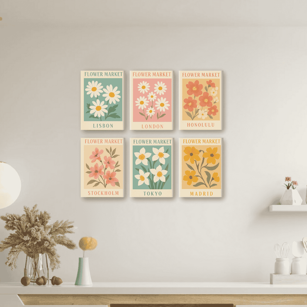 6 Mini Paintings - Flower Market Set