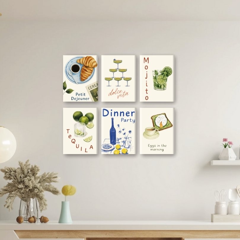 6 Mini Paintings - Food & Drinks Set