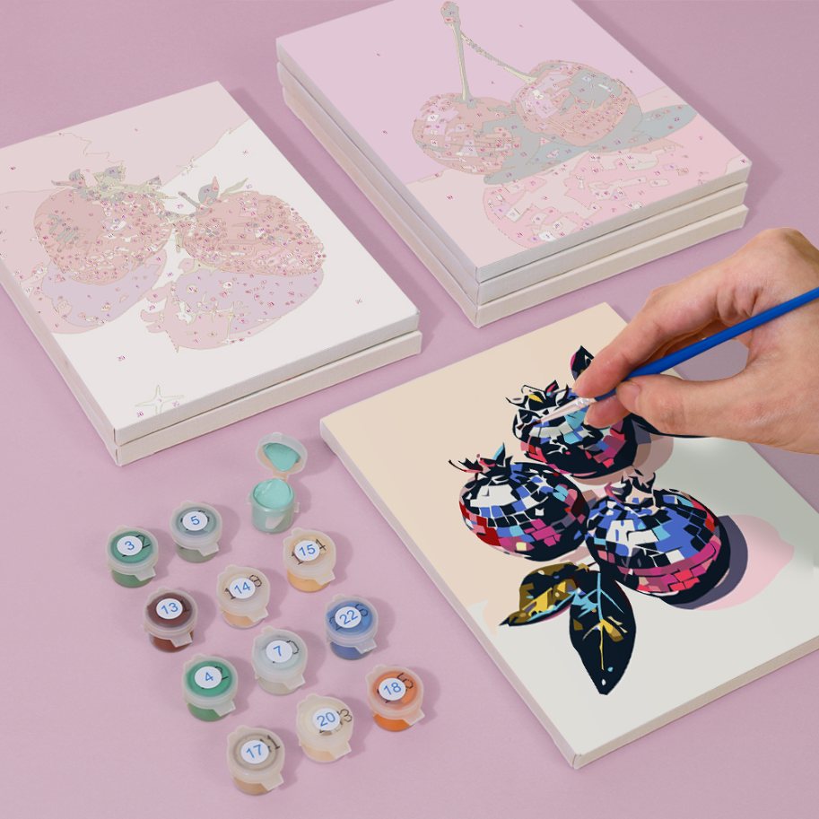 6 Mini Paintings - Disco Fruit Set