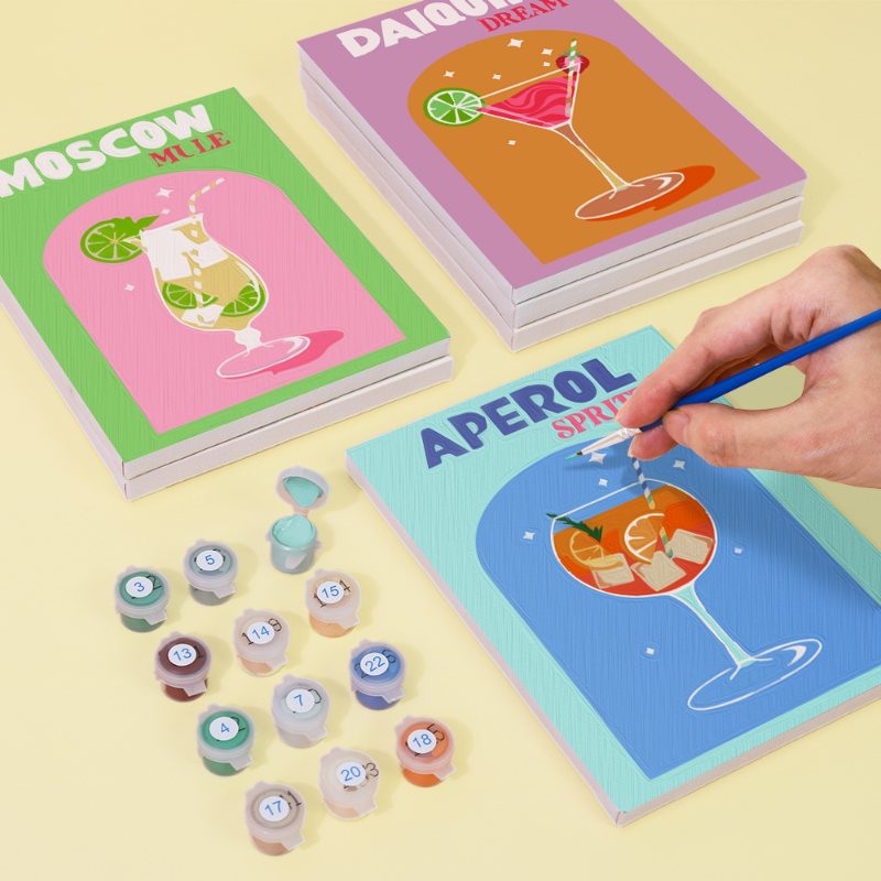 6 Mini Paintings - Sip & Paint Cocktail Set