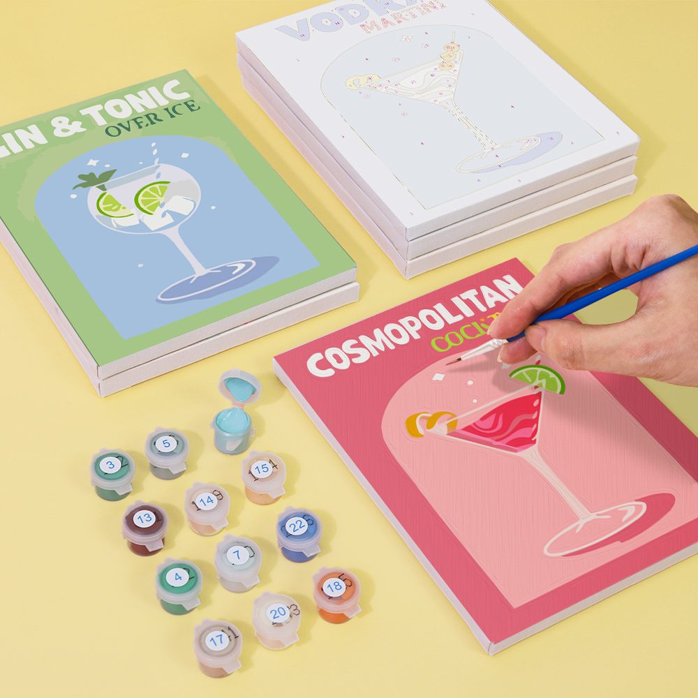 6 Mini Paintings - Colorful Cocktail Set