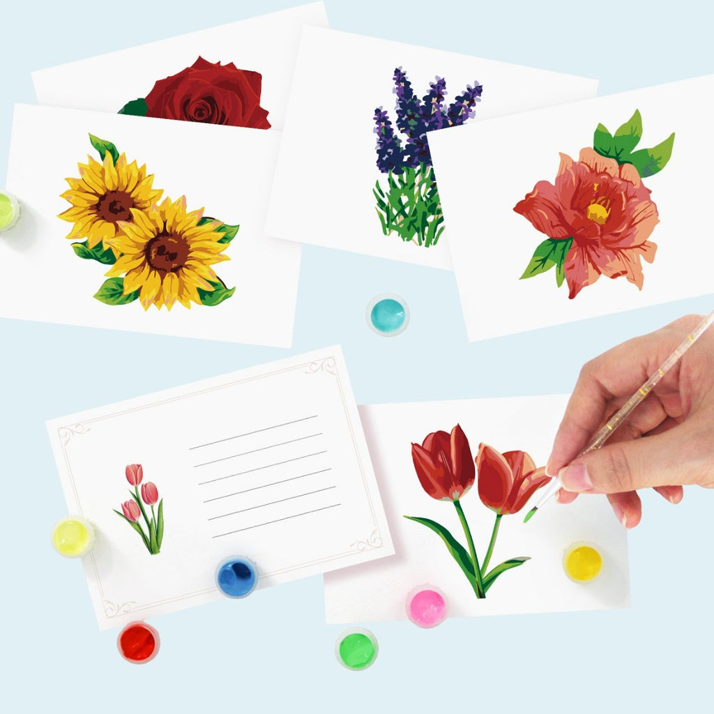 5 Postcards – Flowers Set | Paint by Number