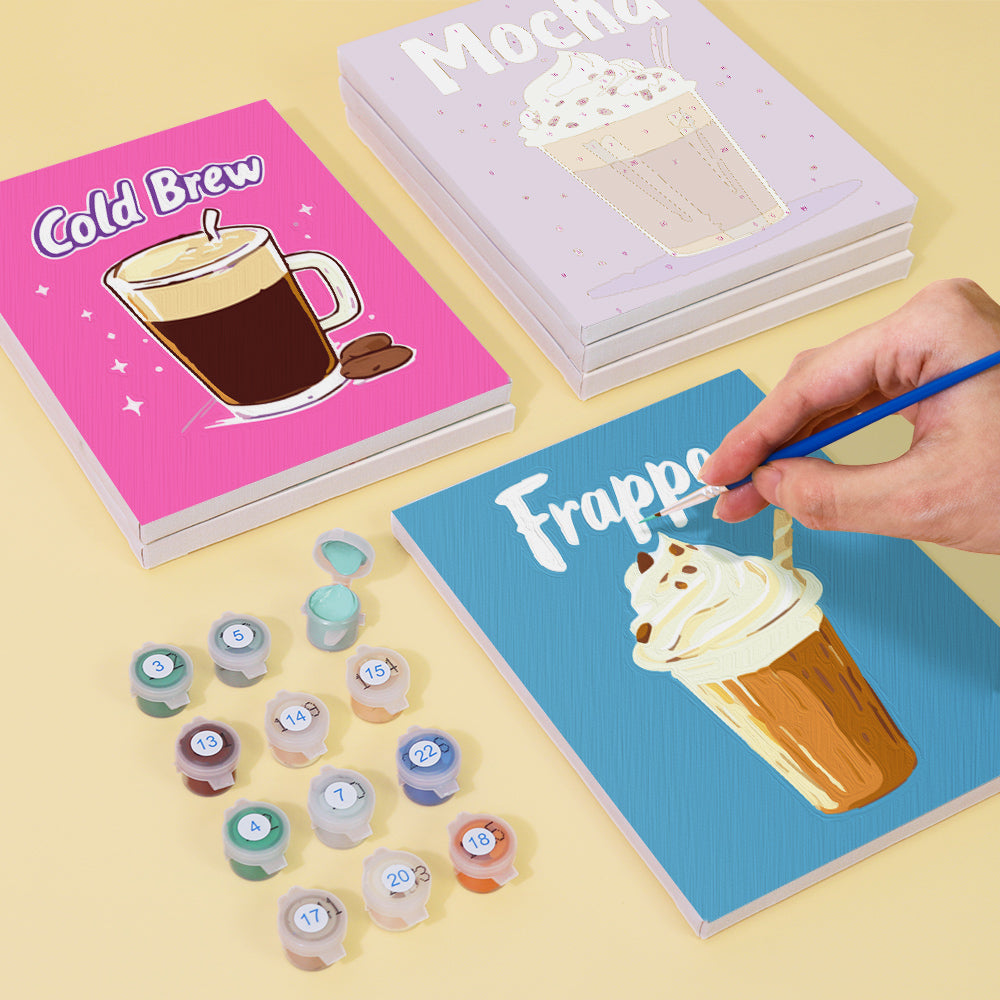 6 Mini Paintings - Colorful coffee set