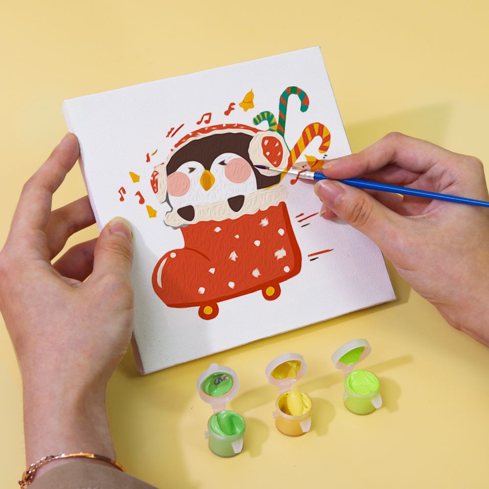 Paint by Numbers - 6 Mini Paintings | Christmas Penguins Set