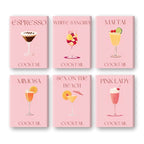 6 Mini Paintings - Pink Cocktail Set
