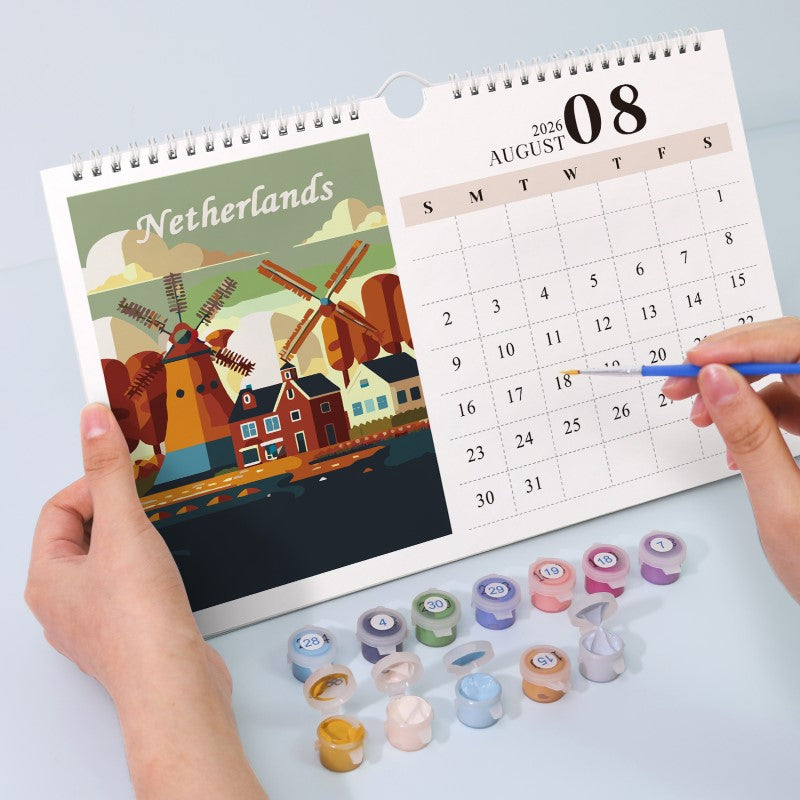Paint by Numbers Calendar 2026 | Famous Landmarks Edition