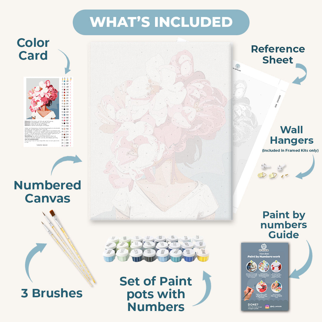 Pink Hair Flower | Paint by Numbers