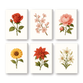 6 Mini Paintings - Flowers and Roses Set