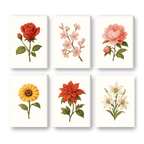 6 Mini Paintings - Flowers and Roses Set