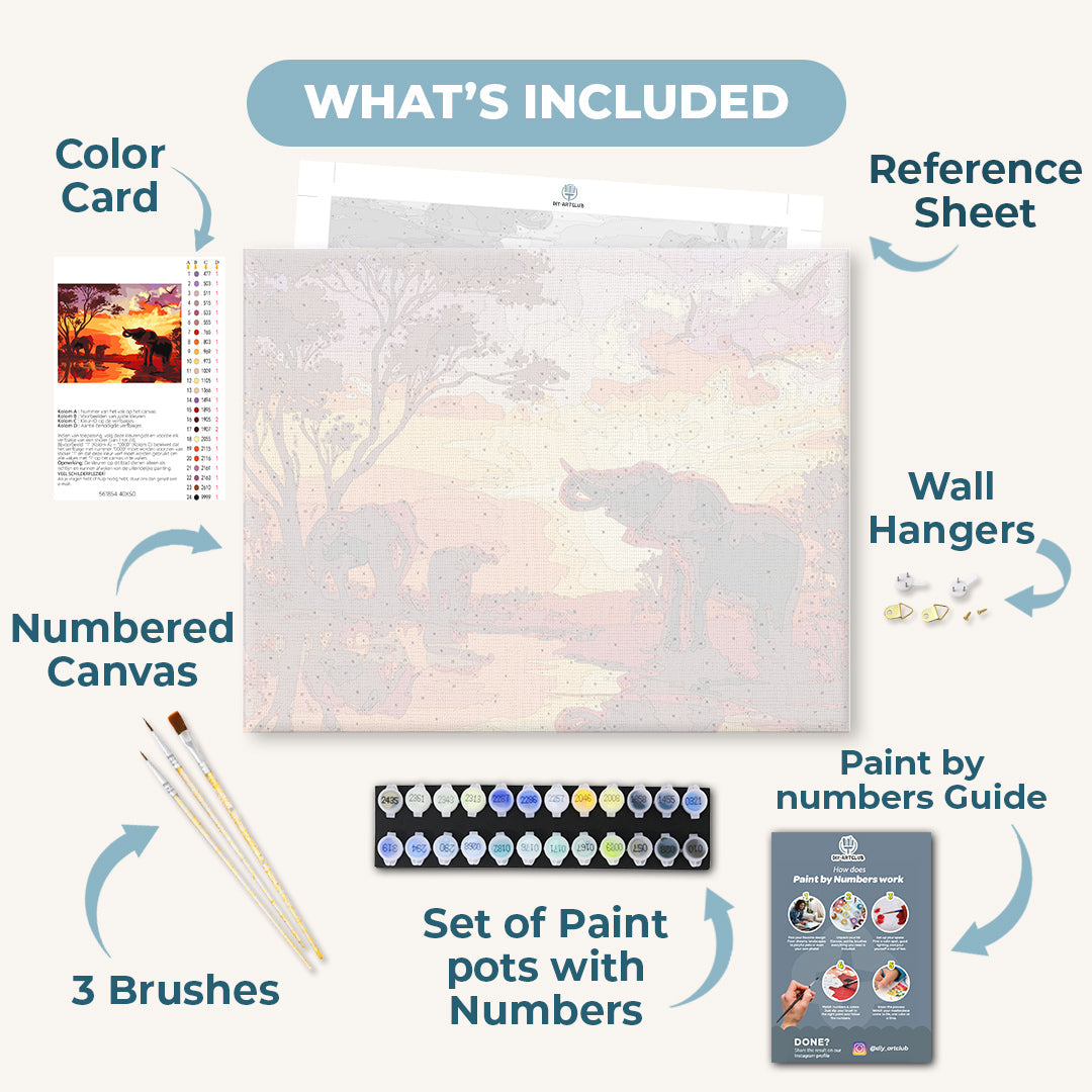 African Savanna Elephants | Paint by Numbers