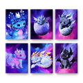 6 Mini Paintings | Little Dragons Set - By Tiny Tami