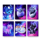 6 Mini Paintings | Little Dragons Set - By Tiny Tami