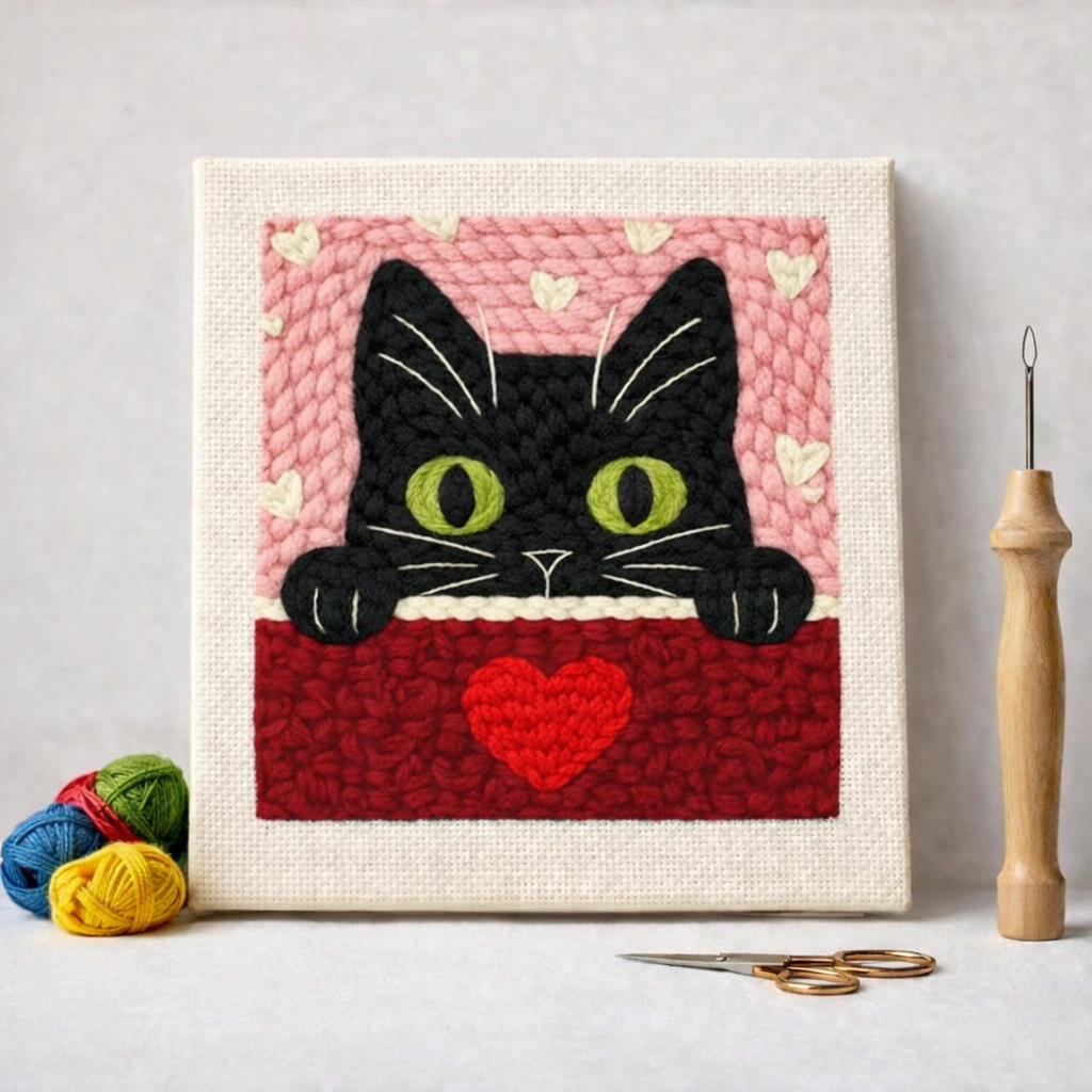 Punch Needle – Cat in Love