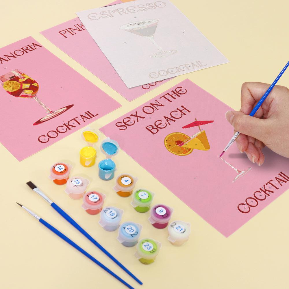 6 Mini Paintings - Pink Cocktail Set