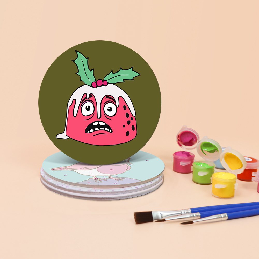 4 Paint by Number Coasters – Crazy Christmas Set