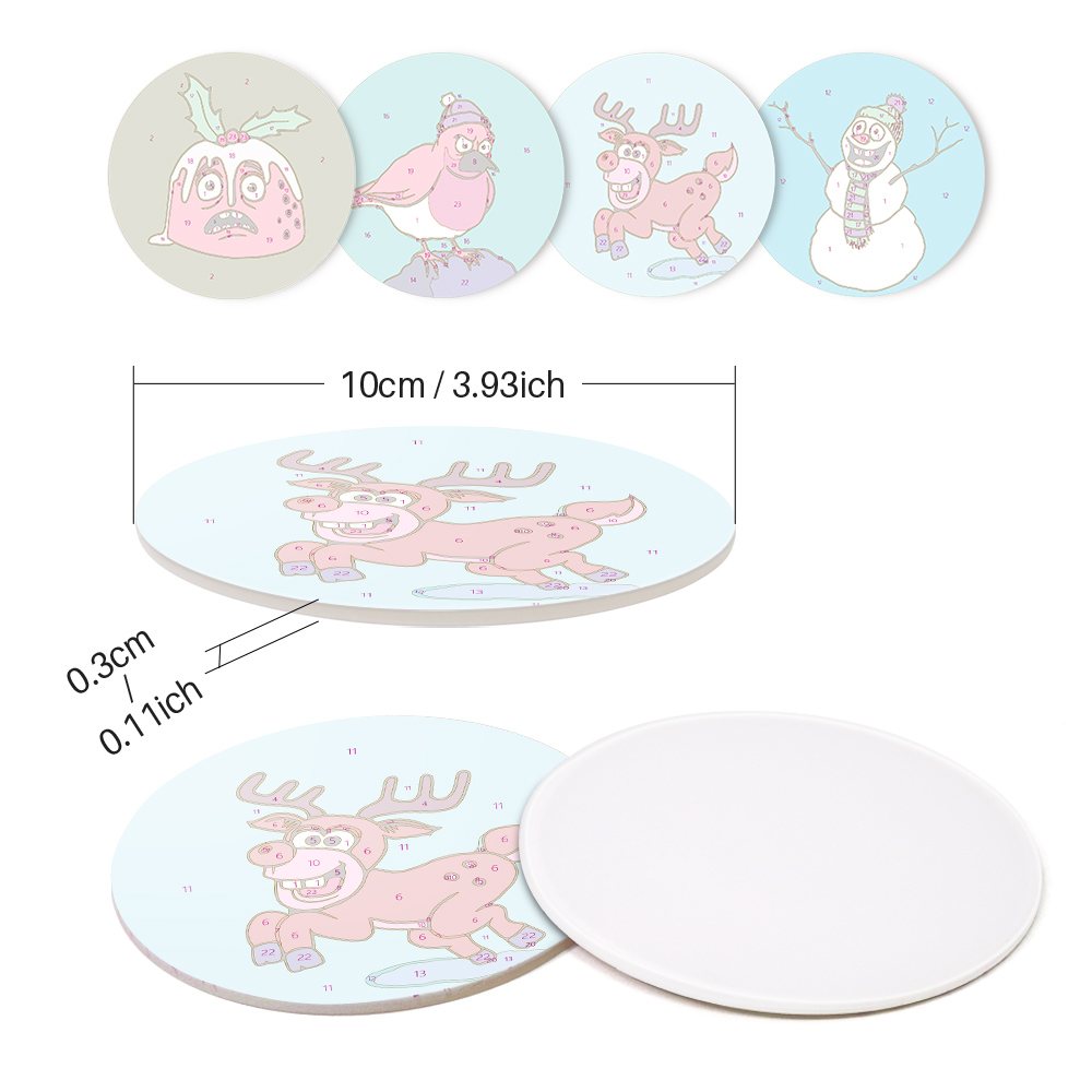 4 Paint by Number Coasters – Crazy Christmas Set