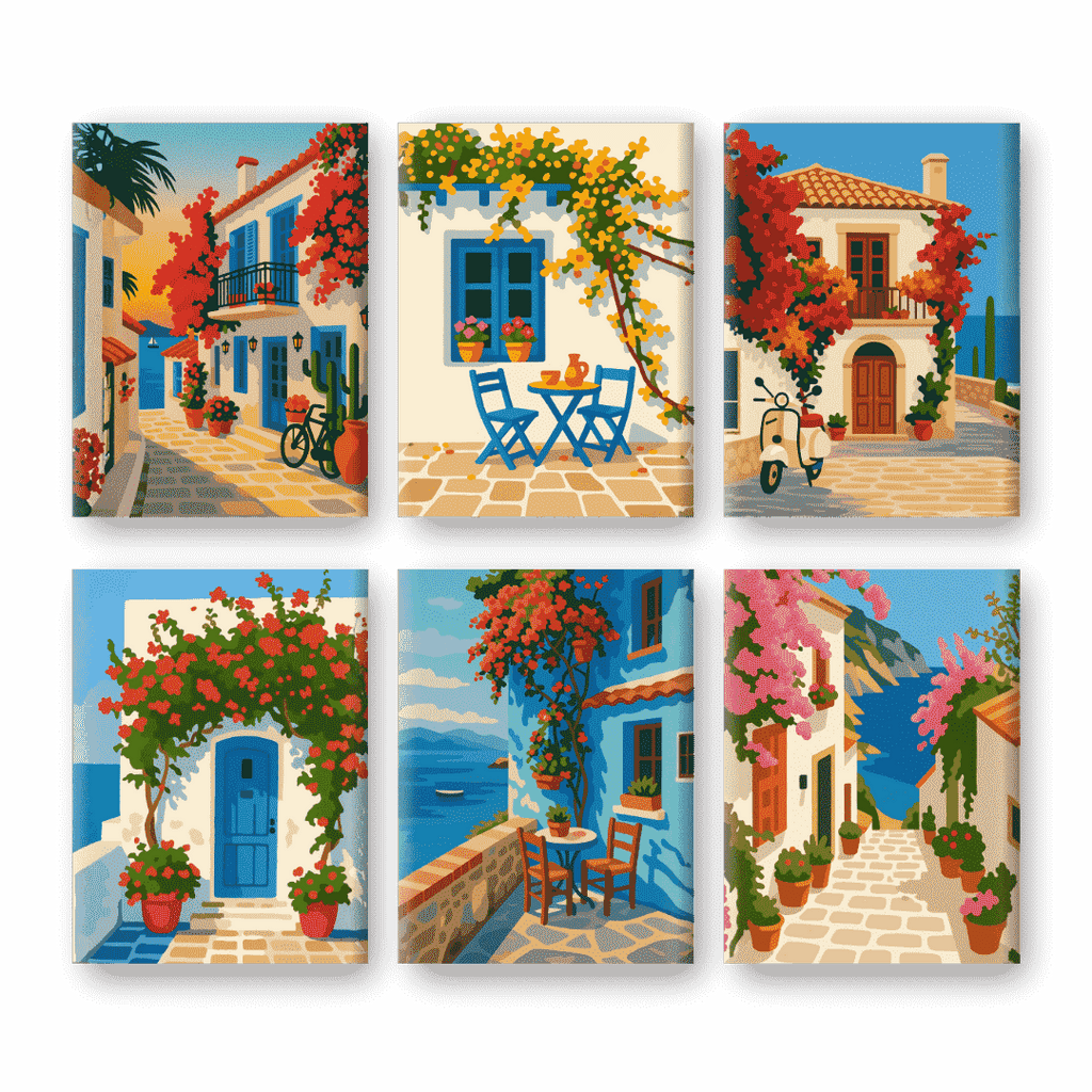 6 Mini Paintings - Mediterranen Set