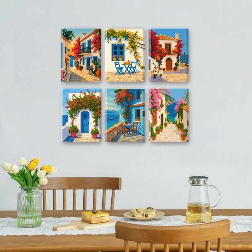 6 Mini Paintings - Mediterranen Set