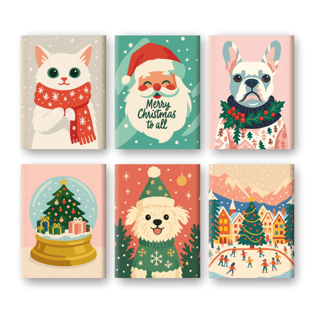 6 Mini Paintings - Cold Christmas Set