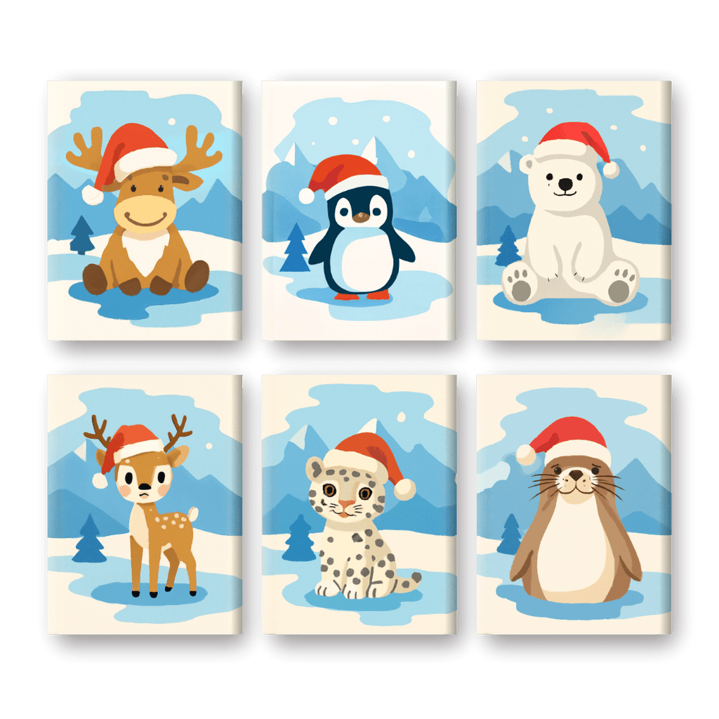 6 Mini Paintings - Christmas Animals Set
